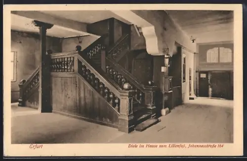 AK Erfurt, Diele im Hause zum Lilienfass, Johannesstrasse 164, Innenansicht