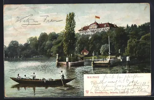 AK Insel Mainau, Partie am Landungsplatz mit Schloss