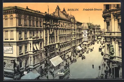 AK Berlin, Friedrich-Strasse mit Geschäften
