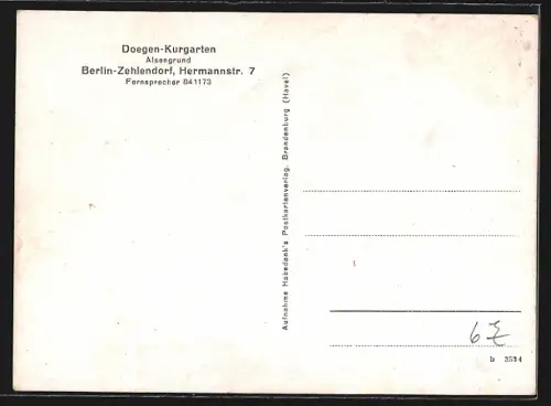 AK Berlin-Zehlendorf, Doegen-Kurgarten, Hermannstrasse 7