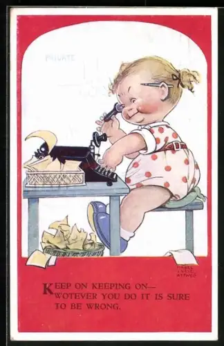 Künstler-AK Mabel Lucie Attwell: Keep on keeping on..., Mädchen am Telefon