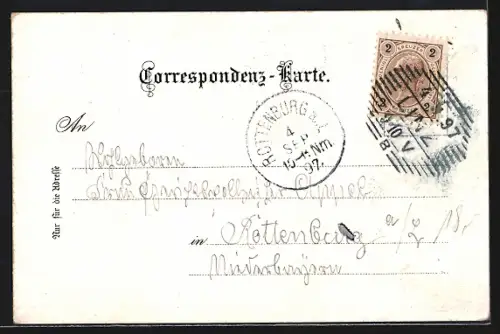 Lithographie Linz, Franz Josef Platz, Pöstlingberg, Mariendom