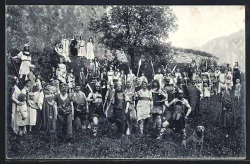 AK Kufstein, historisches Stadtfest 16. Juli 1905, verkleidete Anwohner