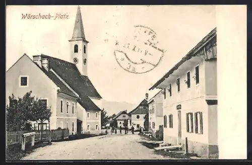 AK Wörschach, Platz mit Kirche