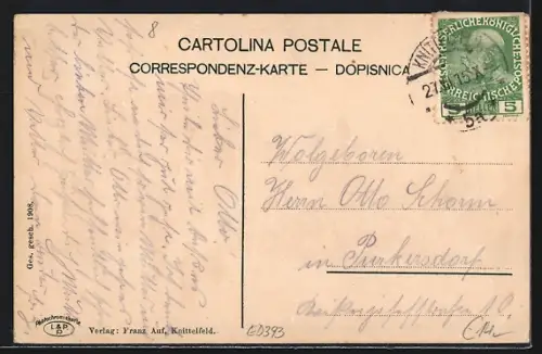 AK Knittelfeld, Strassenpartie mit Denkmal