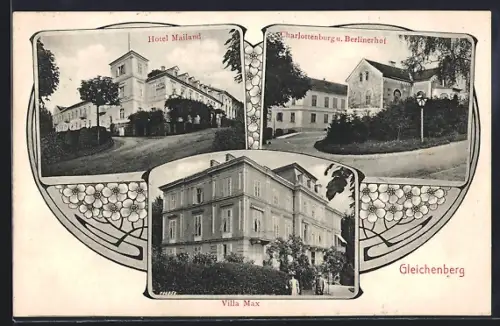 AK Gleichenberg, Hotel Mailand, Hotel Max, Charlottenburg u. Berlinerhof, Hotel Max