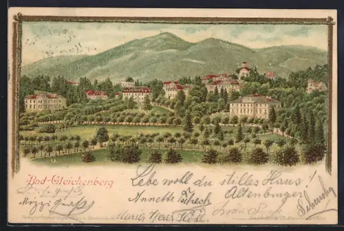 Lithographie Bad-Gleichenberg, Ortsansicht in grüner Umgebung