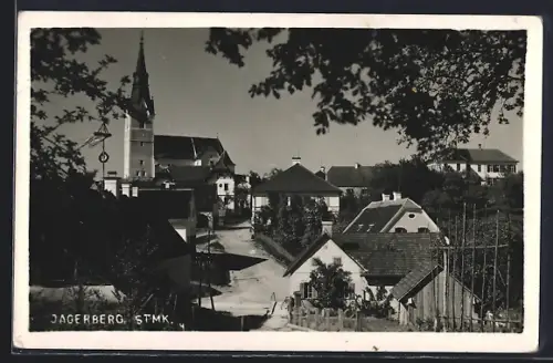 AK Jagerberg, Ortspartie mit Kirche
