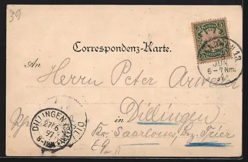 Lithographie Kufstein, Sparchen-Mühle, Teufelskanzel, Ortsansicht