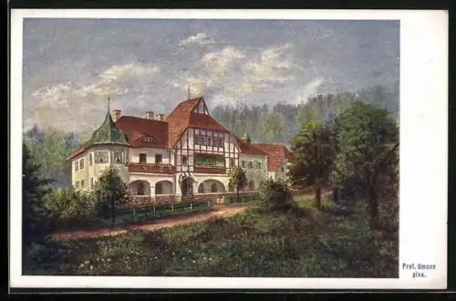 Künstler-AK Wien, Hotel-Restaurant Sofienalpe v. Josef Krautstofl