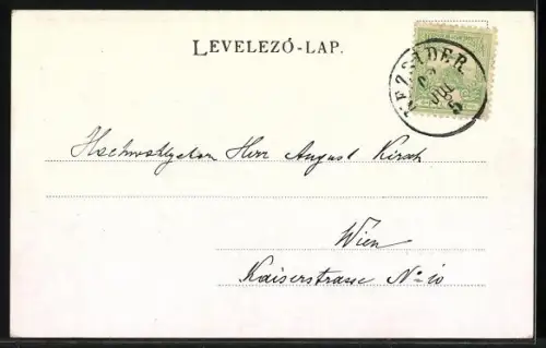 AK Neusiedl a. See, Strassenpartie mit Kirchturm