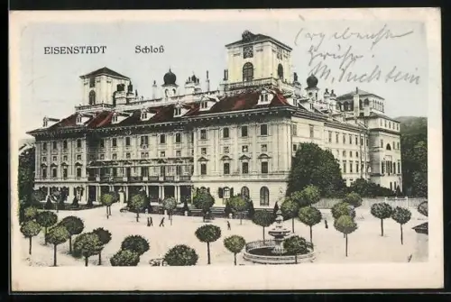 AK Eisenstadt, Schloss mit Brunnen