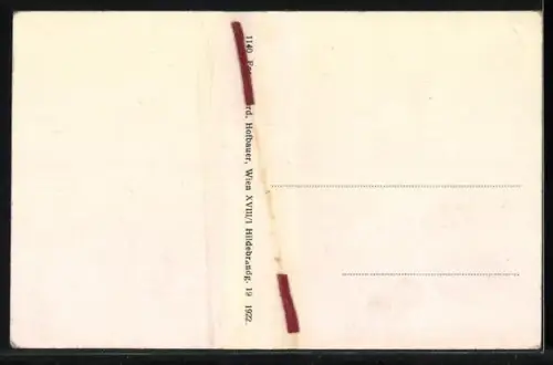 Künstler-AK Grinzing, Strassenpartie mit Strassenbahn und Wirtshaaus-Heimkehrern, aus der Sicht eine Betrunkenen