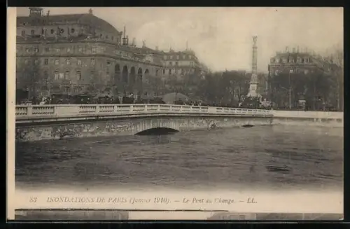 AK Paris, Inondations de Paris 1910, Le Pont au Change