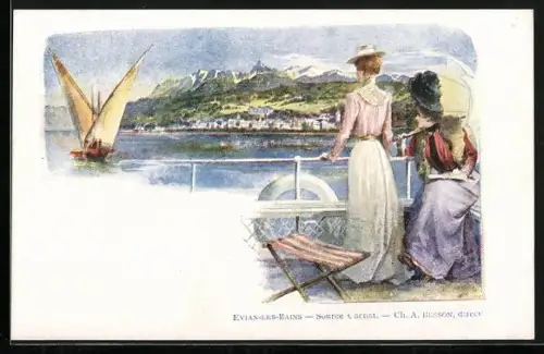 Künstler-AK Evian-les-Bains, Source Cachat