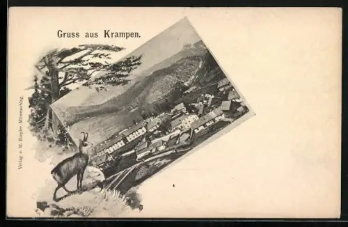 AK Neuberg an der Mürz, Krampen aus der Vogelschau, Gemse