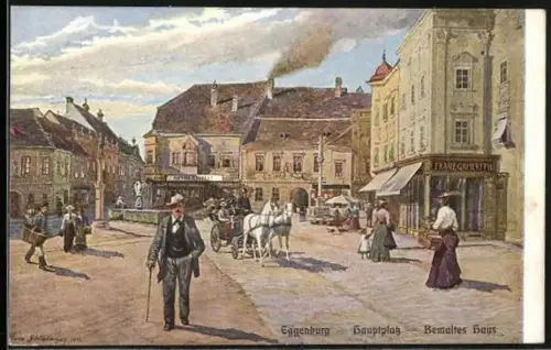 Künstler-AK Eggenburg, Bemaltes Haus am Hauptplatz