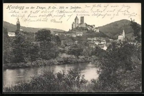 AK Hardegg an der Thaya, Ortsansicht mit Kirche