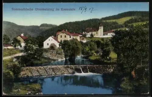 AK Obermeisling im Kremstale, Ortsansicht mit Kirche