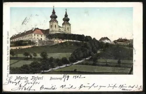 AK Maria Taferl, Bussweg aus der Vogelschau