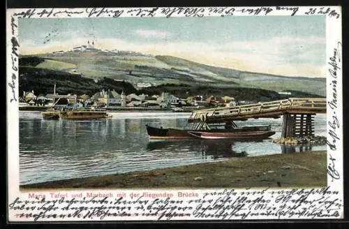 AK Marbach a. d. Donau, Fähre, fliegende Brücke, Wallfahrtskirche Maria Taferl
