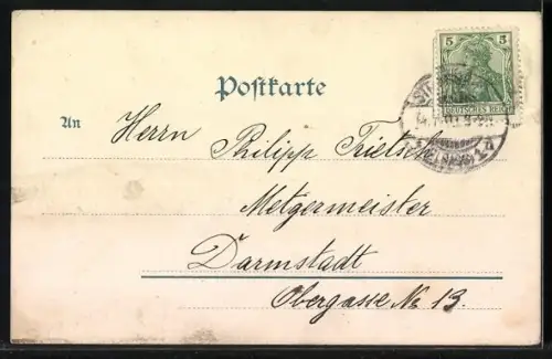 Lithographie Strassburg, Kleber-Platz mit Kirche