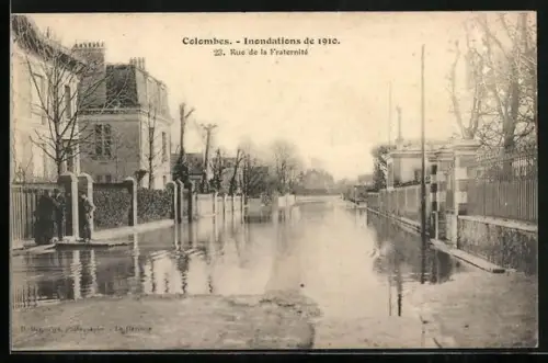 AK Colombes, Inondations de 1910, Rue de la Fraternité, Hochwasser
