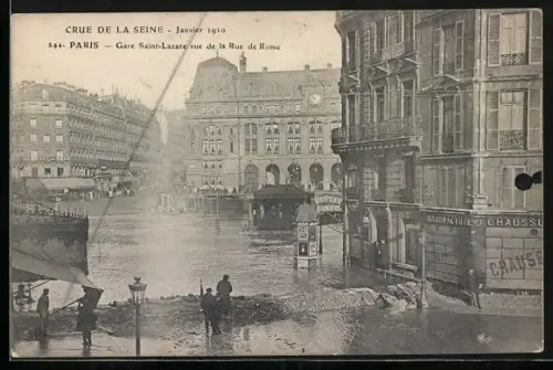 AK Paris, Vue de la Rue de Rome, Hochwasser 1910