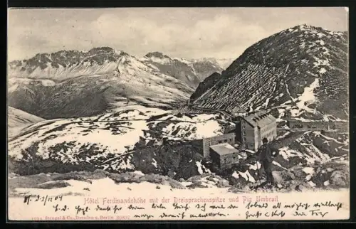 AK Ferdinandshöhe, Hotel Ferdinandshöhe mit der Dreisprachenspitze und Piz Umbrail