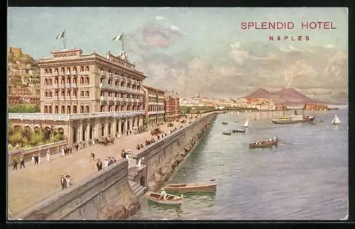 Künstler-AK Neapel, Splendid-Hotel