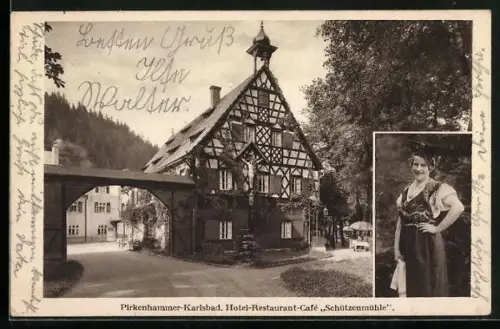 AK Pirkenhammer-Karlsbad, Hotel-Restaurant-Cafe Schützenmühle