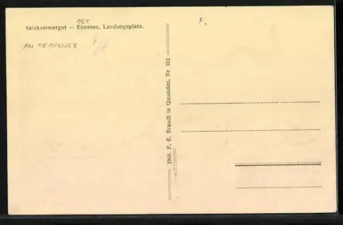 AK Ebensee, Landungsplatz mit Ortsansicht im Hintergrund