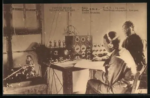 AK Belgisch Kongo, Desaix, Bruxelles, T. S. F. Un poste