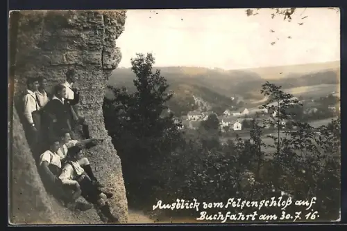 AK Buchfart, Ausblick vom Felsenschloss auf Buchfahrt