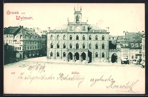 AK Weimar / Thüringen, Rathaus mit Strassenpartie