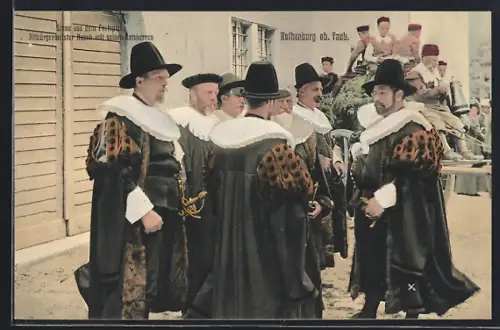AK Rothenburg / o. Tbr., Scene aus dem Festspiel: Altbürgermeister Nusen mit seinen Ratsherren