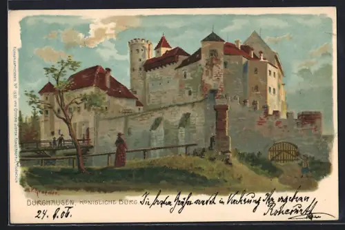 Künstler-AK P. Kraemer: Burghausen / Obb., Ansicht der Königlichen Burg