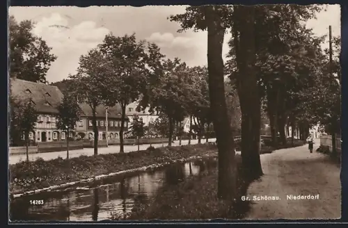 AK Gr. Schönau / Sa., Partie im Niederdorf