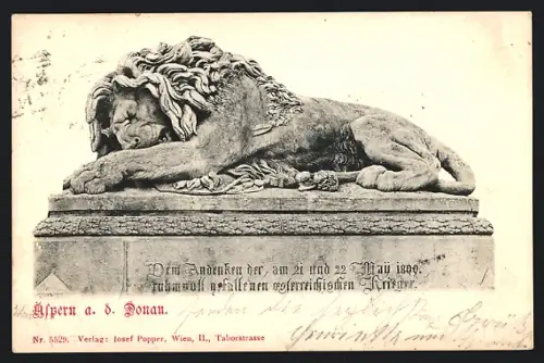 AK Aspern a. d. Donau, Löwendenkmal