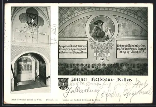 AK Wien, Gasthaus Rathaus-Keller, Innenansicht, Wolfgang Schmelzl 1543