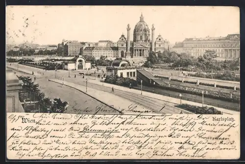 AK Wien, Karlsplatz mit Karlskirche