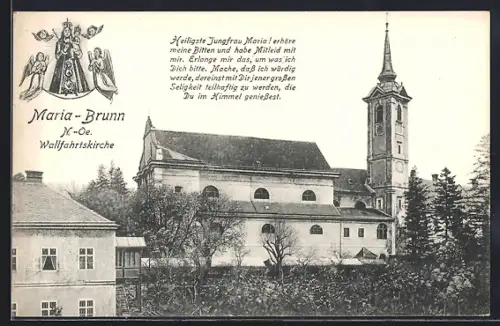 AK Wien, Maria-Brunn, Wallfahrtskirche, Spruch: Heilige Jungfrau Maria! erhöre....