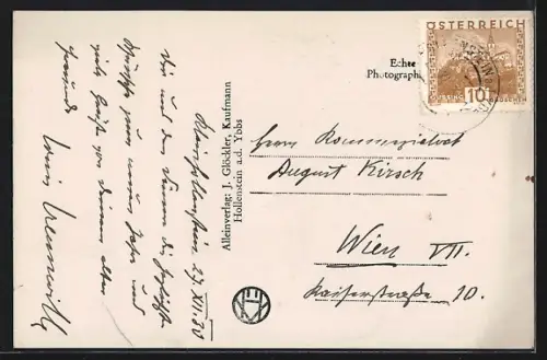 AK Gr. Hollenstein a. d. Ybbs, Teilansicht mit Kirche im Schnee