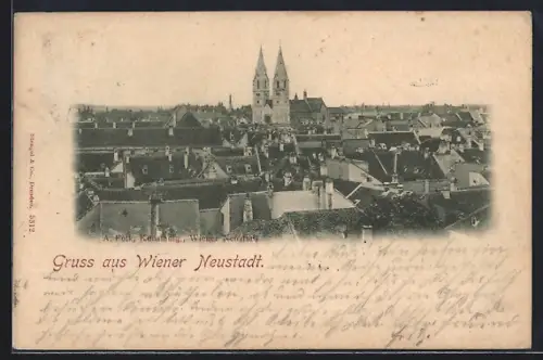 AK Wiener Neustadt, Teilansicht mit Kirche