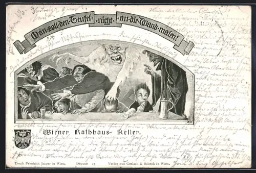 AK Wien I, Gemälde im Rathauskeller