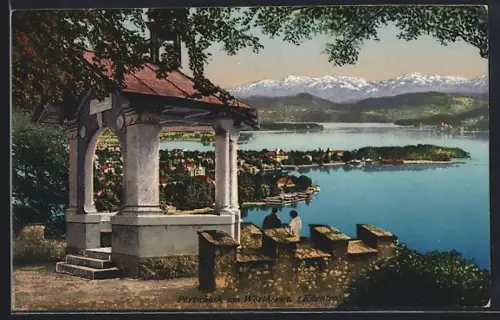 AK Pörtschach am Wörthersee, Blick auf einen Pavillon und den Wörthersee