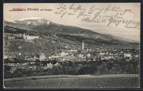AK Wolfsberg /Kärnten, Teilansicht mit Koralpe