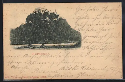 AK Hoch-Osterwitz, Panorama mit Burg