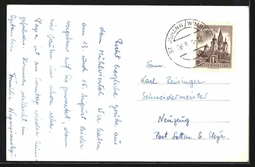 AK St. Johann a. Wbg., Ortspartie mit Kirche