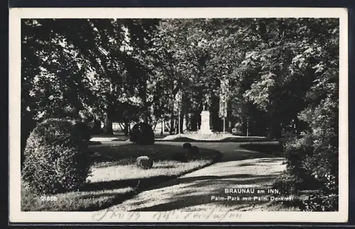 AK Braunau am Inn, Palm-Park mit Palm-Denkmal